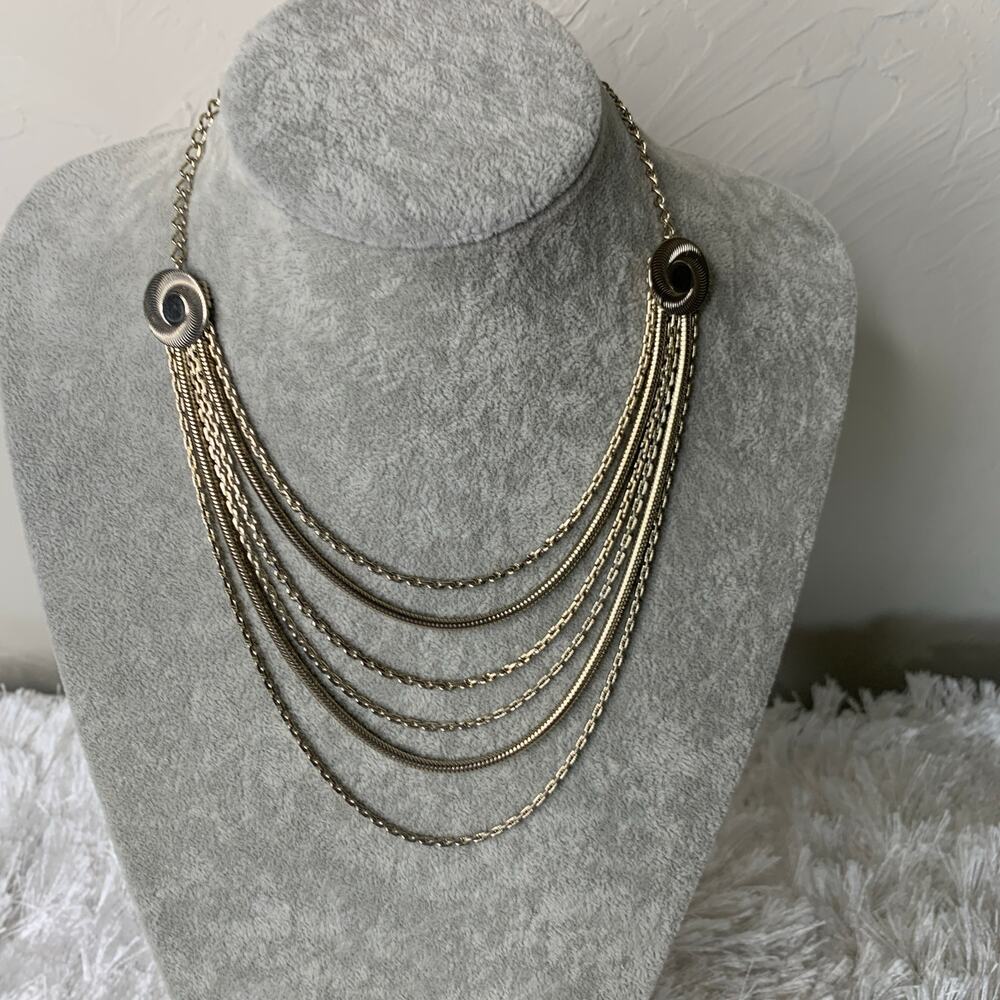 70s Vintage Gold Multistrand Necklace max 15.5" Length